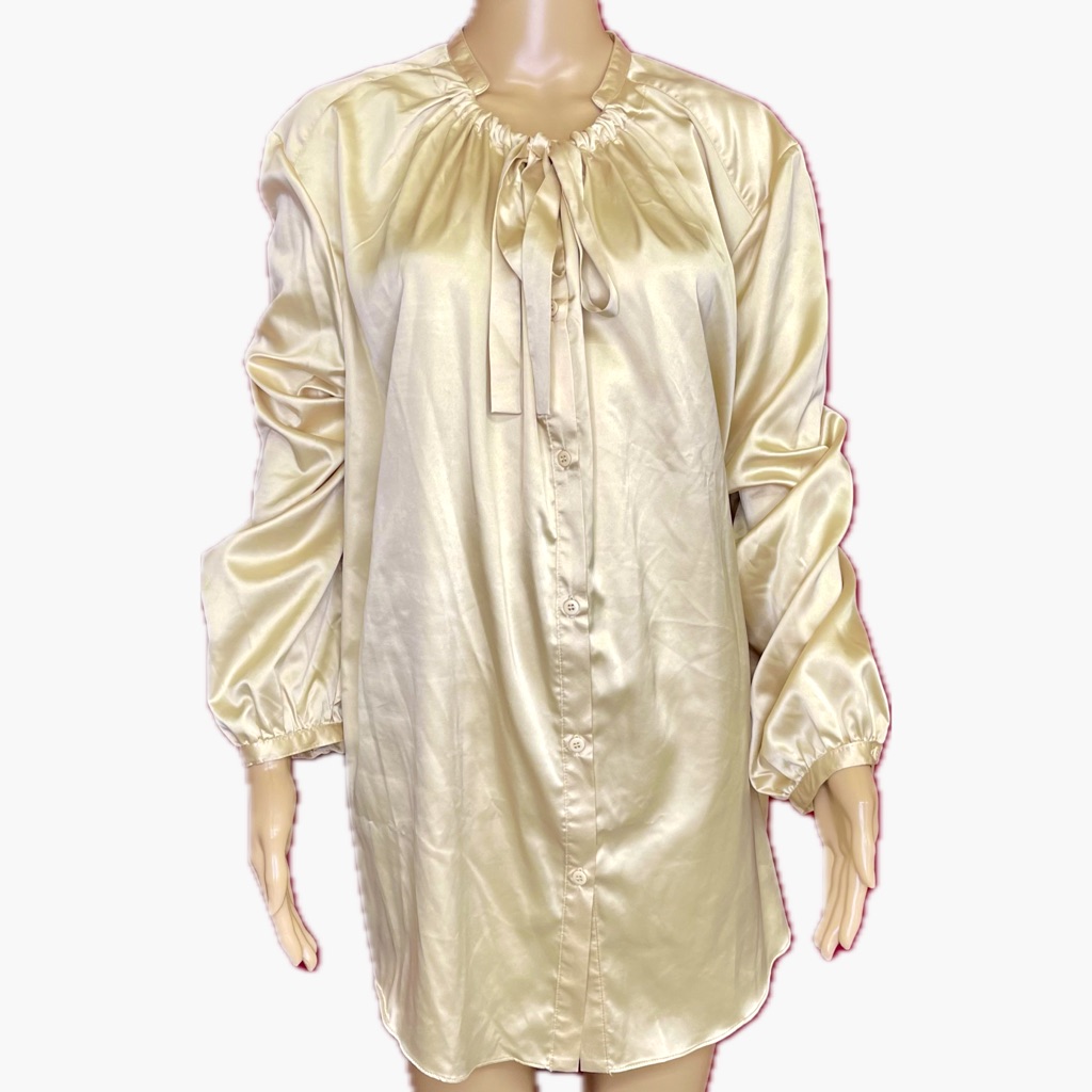 Queen Latifah Queen Collection Gold Silky Unique Bow Blouse 3x